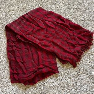 Vivante By VSA Scarf Red Plaid Fringe 100% Viscose Holiday Christmas 5 Feet